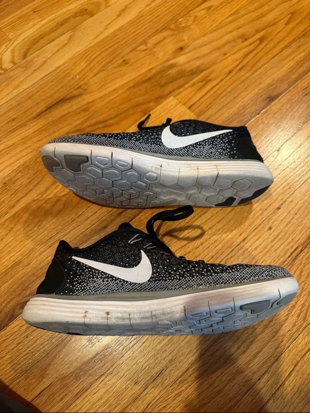 Nike Black and White Women's Flyknit Athletic Sneakers